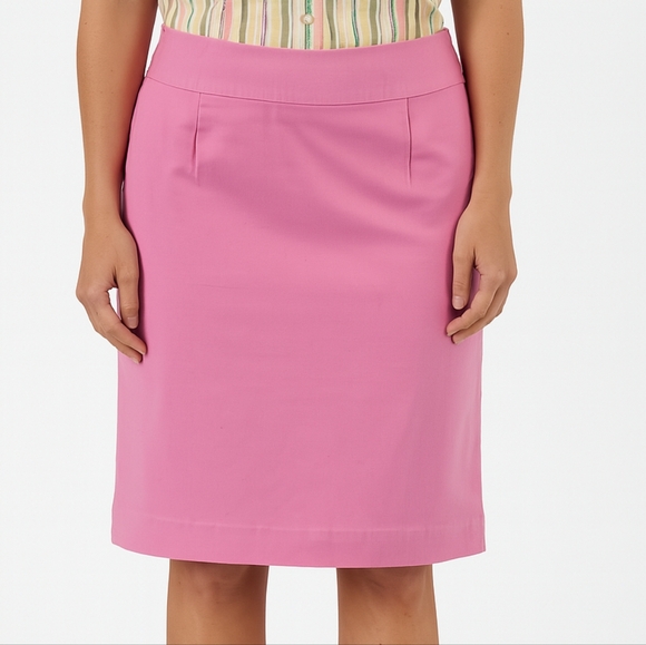 Lilly Pulitzer Sz 4 Pink Straight Pencil Skirt Cotton‎ Blend Lined Knee-Length - Picture 1 of 5